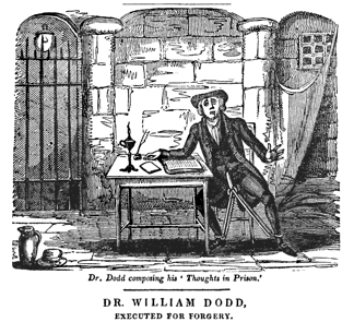 Dr.William Dodd in his cell at Newgate jail.